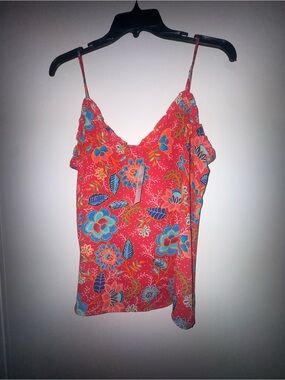 LOFT Coral Floral Spaghetti Strap Cami NWT